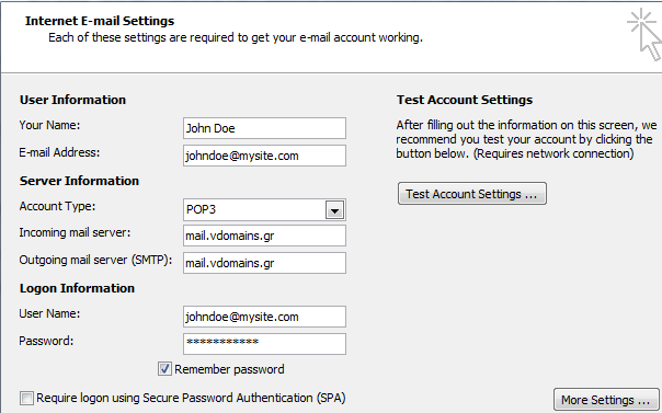 Outlook setup